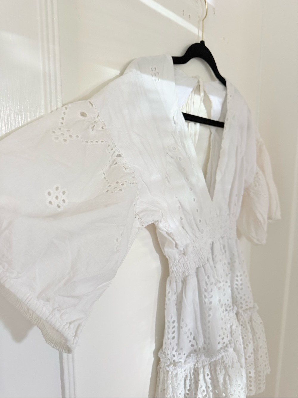 MISA Los Angeles Seven Lace Eyelet White Mini Dress
